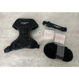 Cocopup Luxe Black Sequin Adjustable Harness XXS Collar, and Lead - Leash NWT